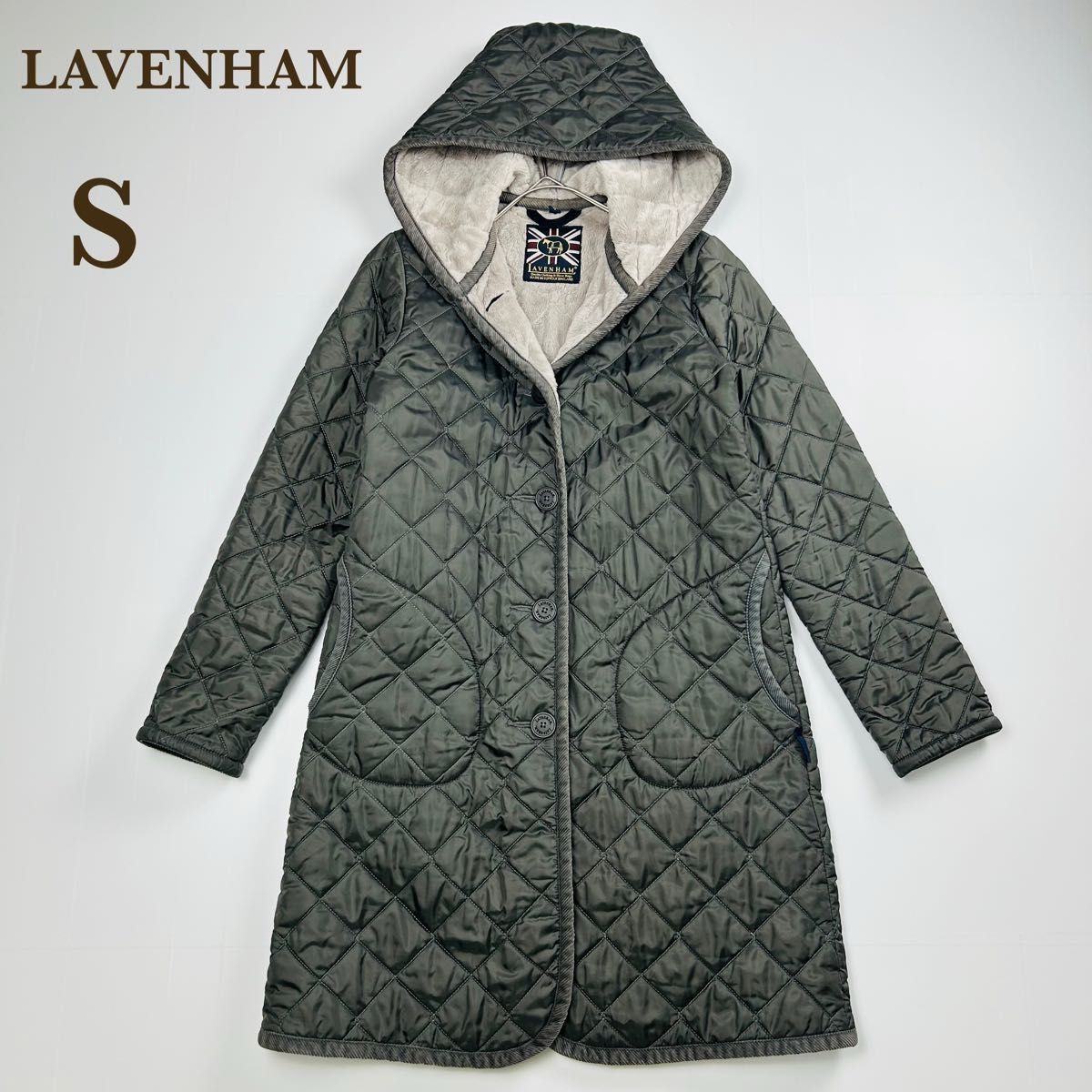 極美品 LAVENHAM ラベンハム キルティングコート ボア 裏起毛 フード