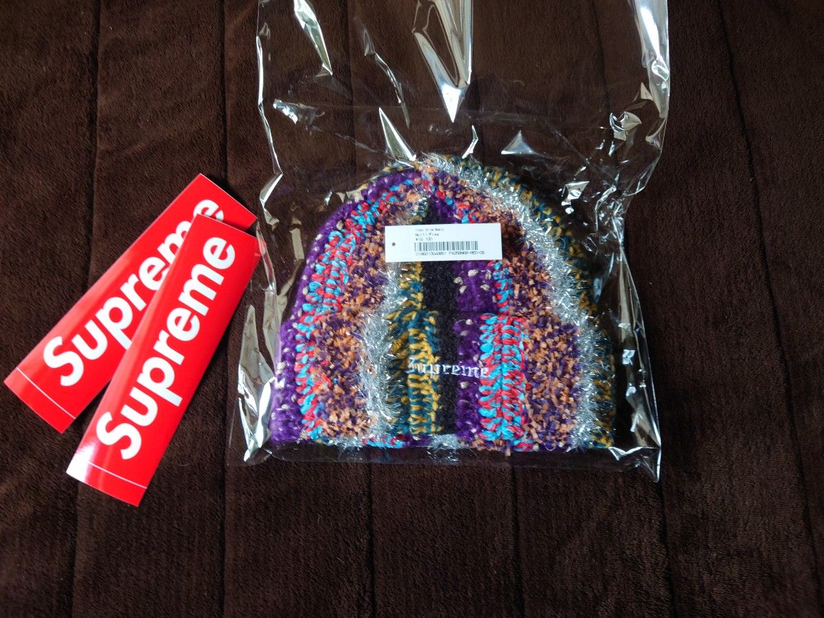 Supreme Tinsel Stripe Beanie Multicolor シュプリーム ストライプ