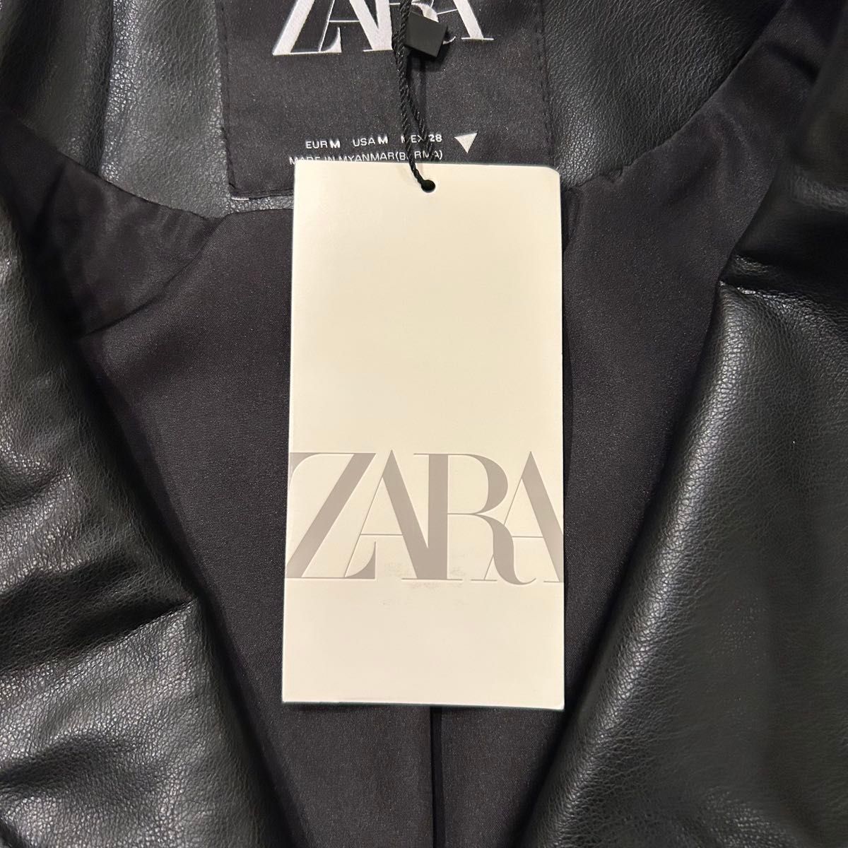 ZARA フェイクレザージャケット ライダース 黒 M 未使用タグ付き