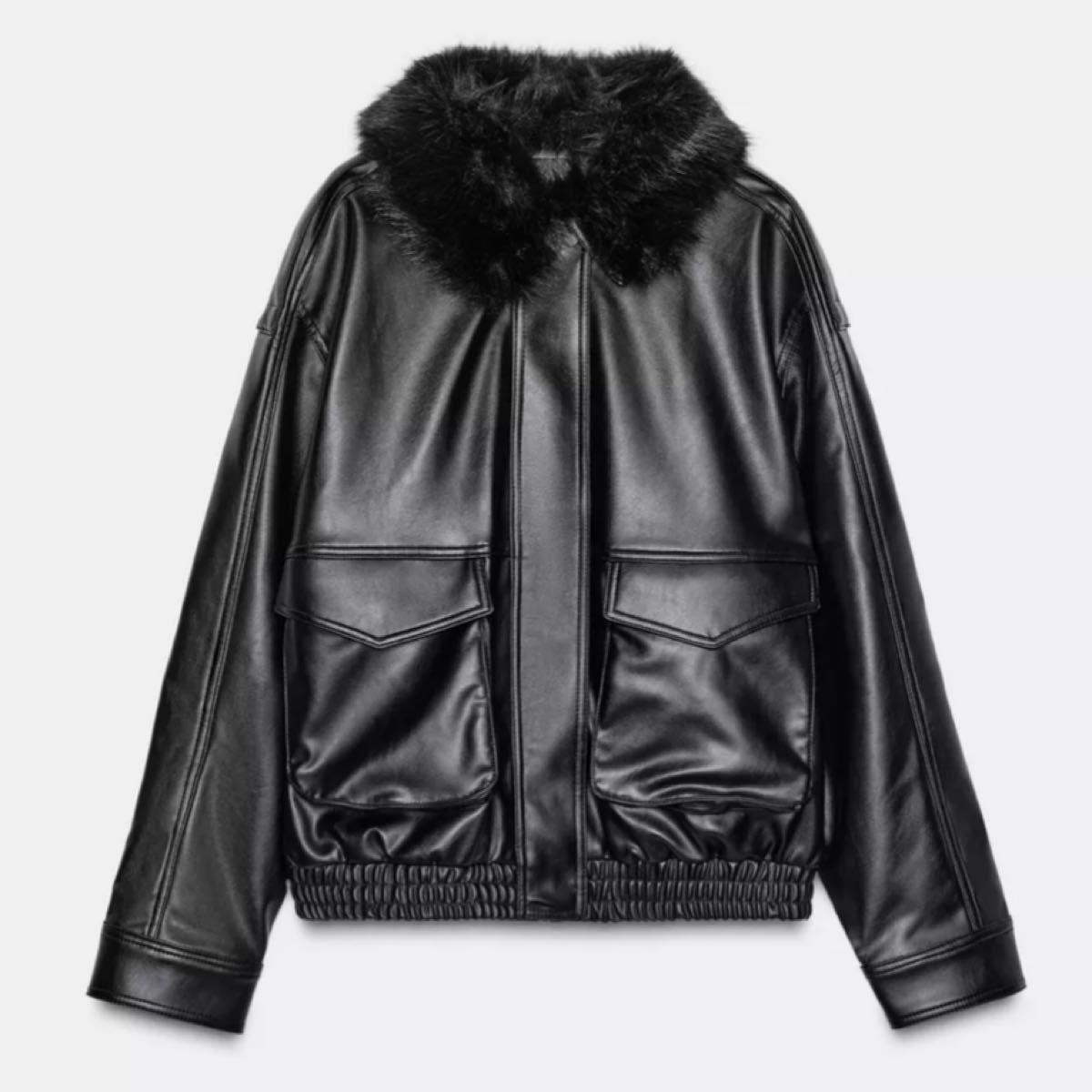 値下げしました 【新品未使用】ZARA フェイクレザー ボアジャケット XS