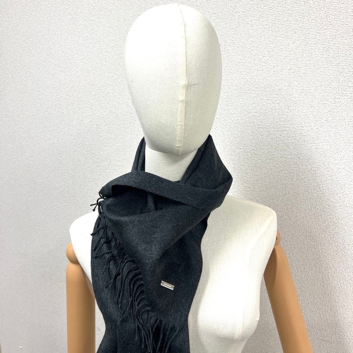 美品 DIOR HOMMEディオールオム シルク100％マフラー ダークグレー