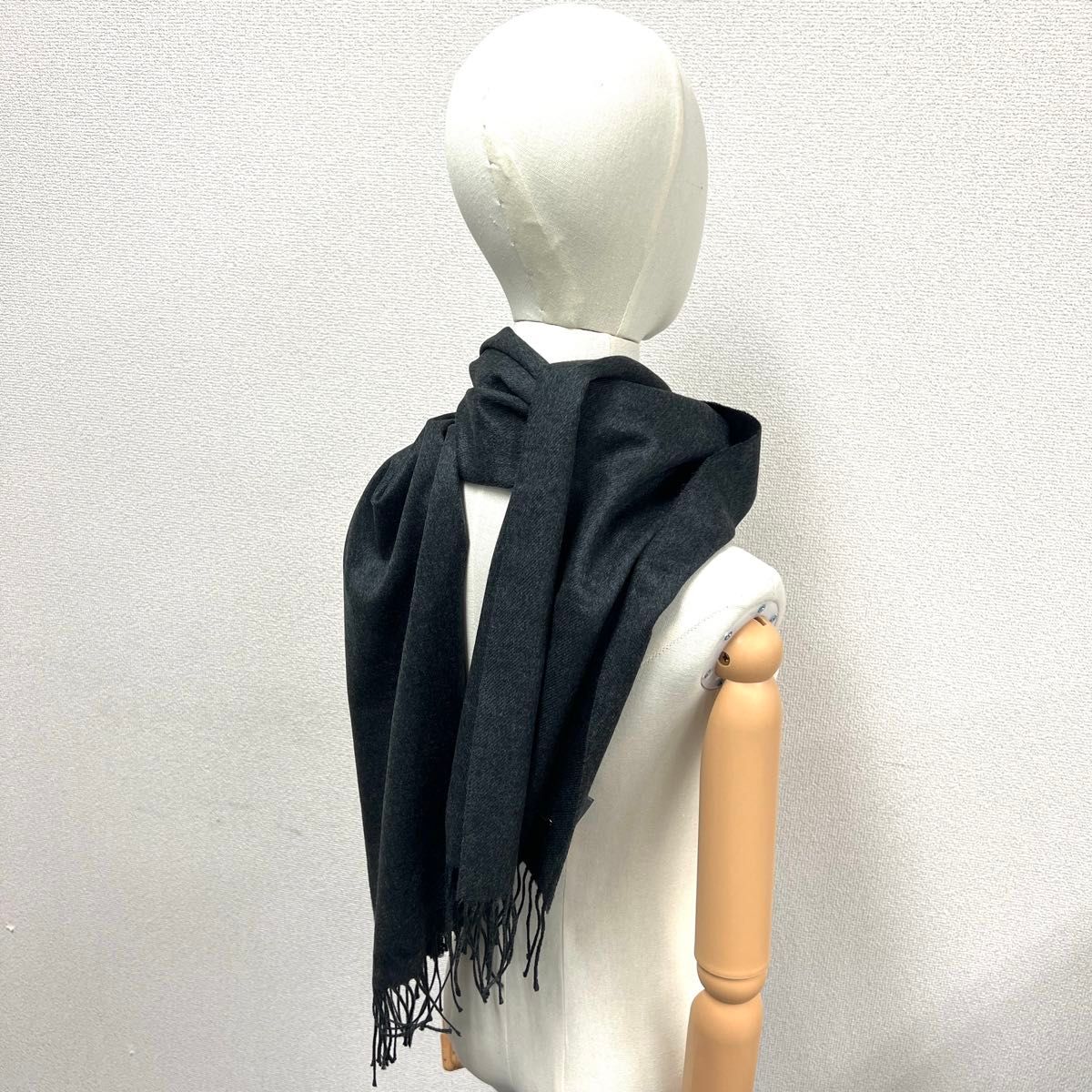 美品 DIOR HOMMEディオールオム シルク100％マフラー ダークグレー