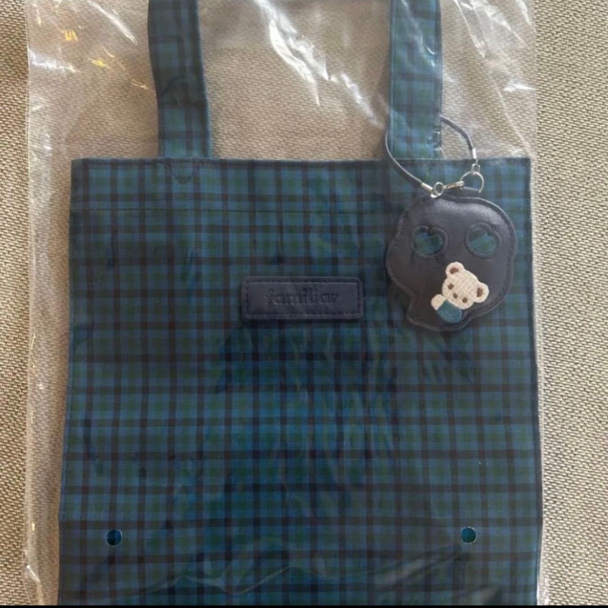 ファミリア familiar トートバッグ チェック 緑 グリーン 青 小｜Yahoo
