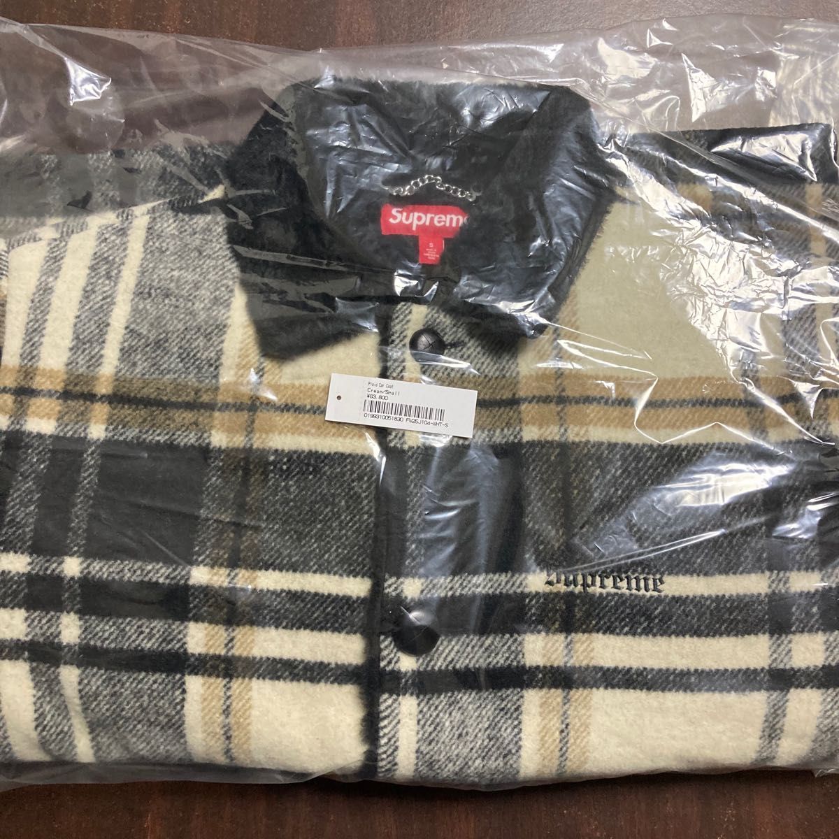 S 即日発送 Supreme Plaid Car Coat Cream シュプリーム プレイド カー