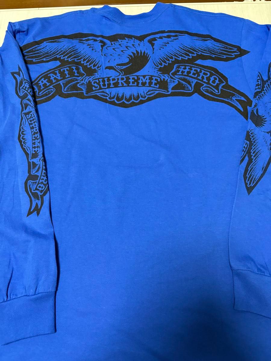 国内正規未使用 L Supreme ANTIHERO Eagle L/S Tee royal 青 アンタイ