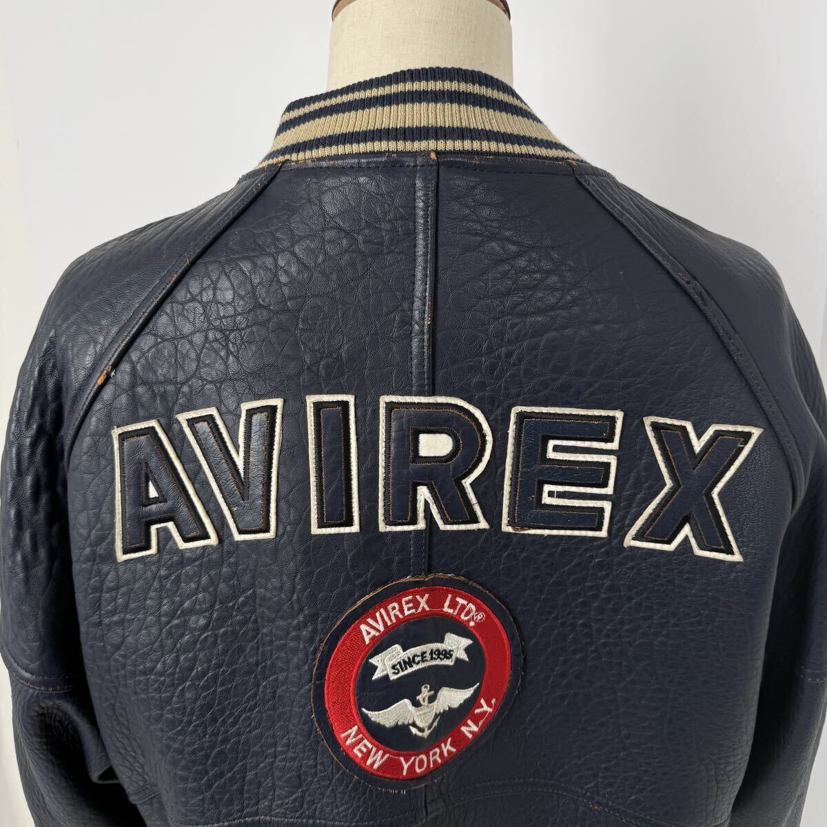 AVIREX 90s アーチロゴ オールレザー バーシティジャケット スタジャン