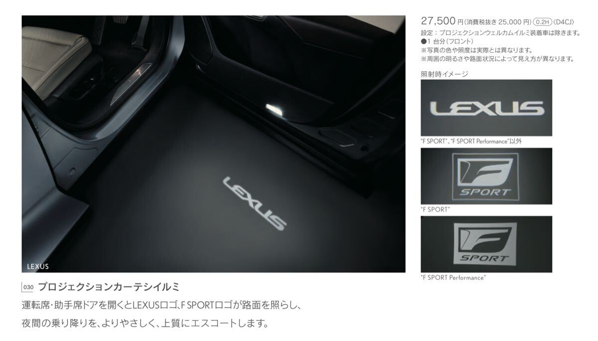 レクサス 純正 プロジェクションカーテシイルミ プロジェクション