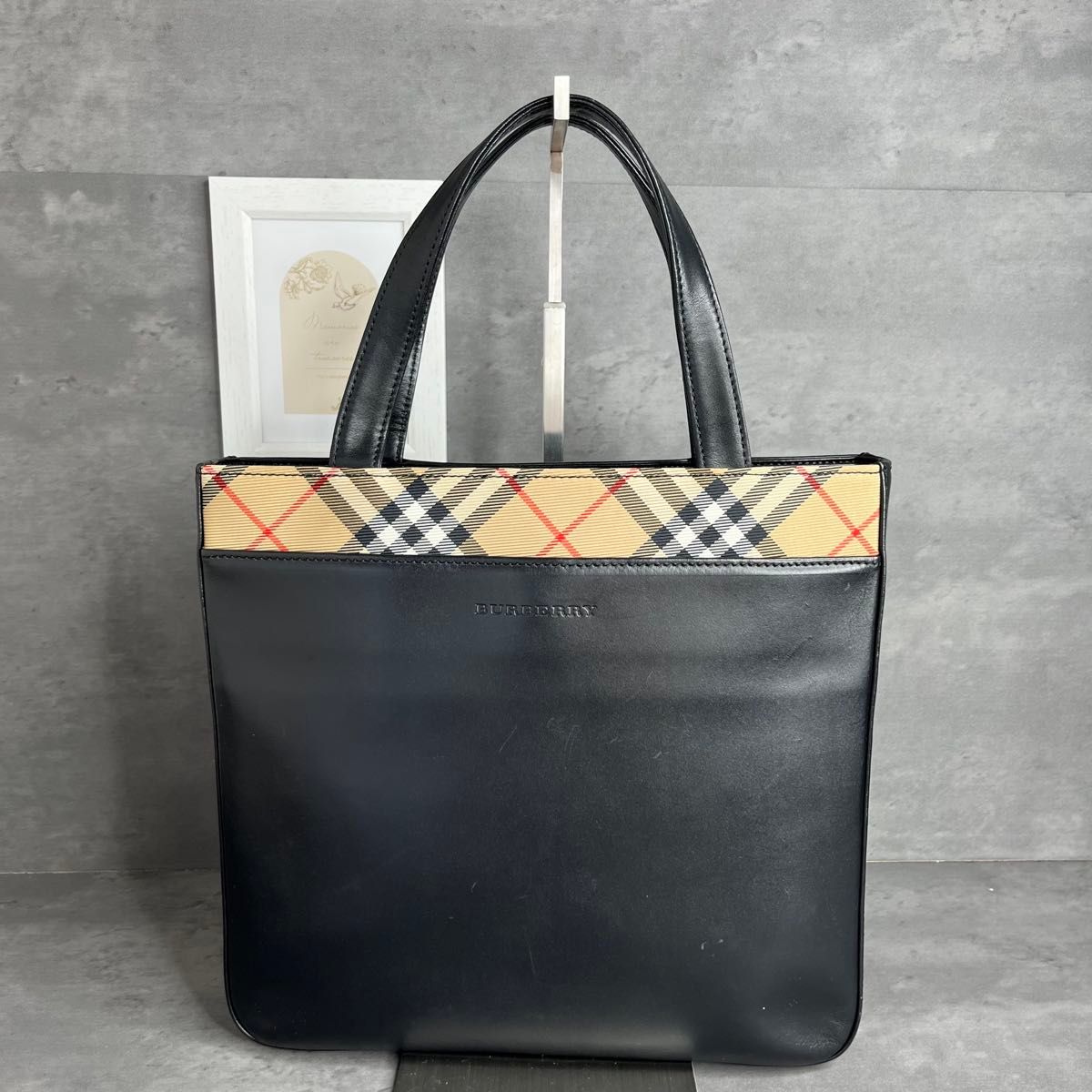 BURBERRY バーバリー ノバチェック ハンドバッグ 本革 レザー