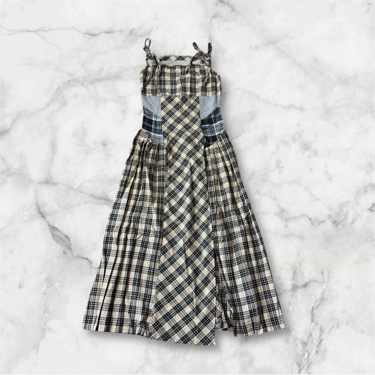 andmary Nadia check long dress beige｜Yahoo!フリマ（旧PayPayフリマ）