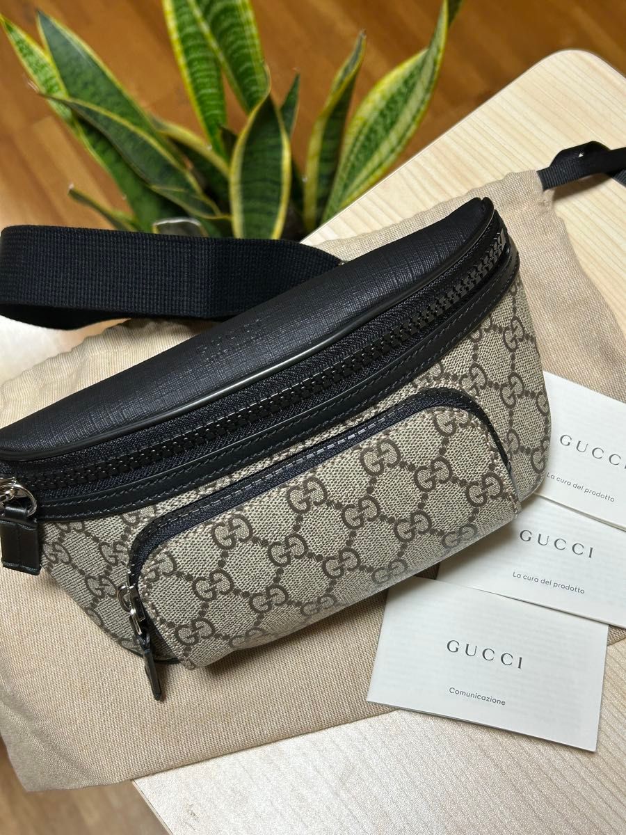 GUCCI グッチ GGスプリーム レザー ウエストバッグ 兼ボディバッグ