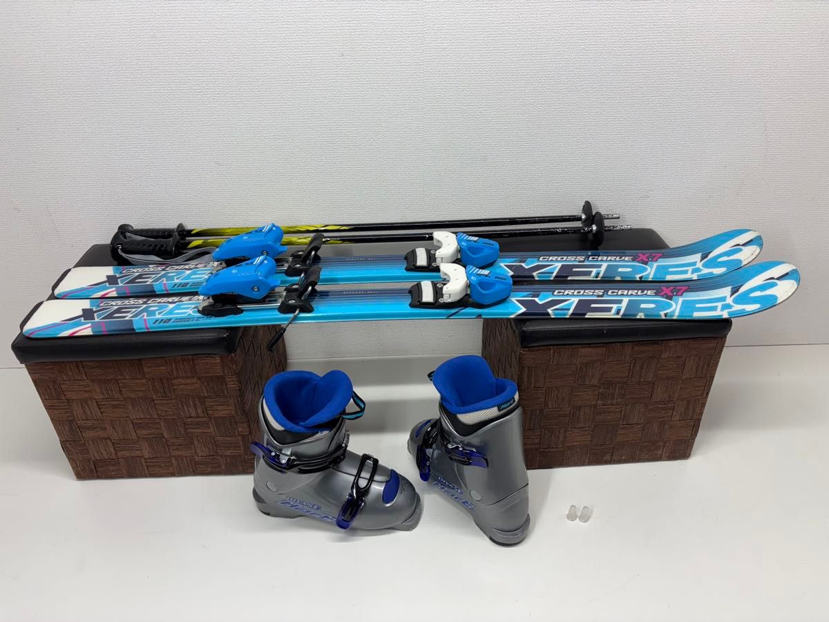 XERES CROSS CARVE X7 スキー板 110cm キッズ ビンディング 全長約86cm