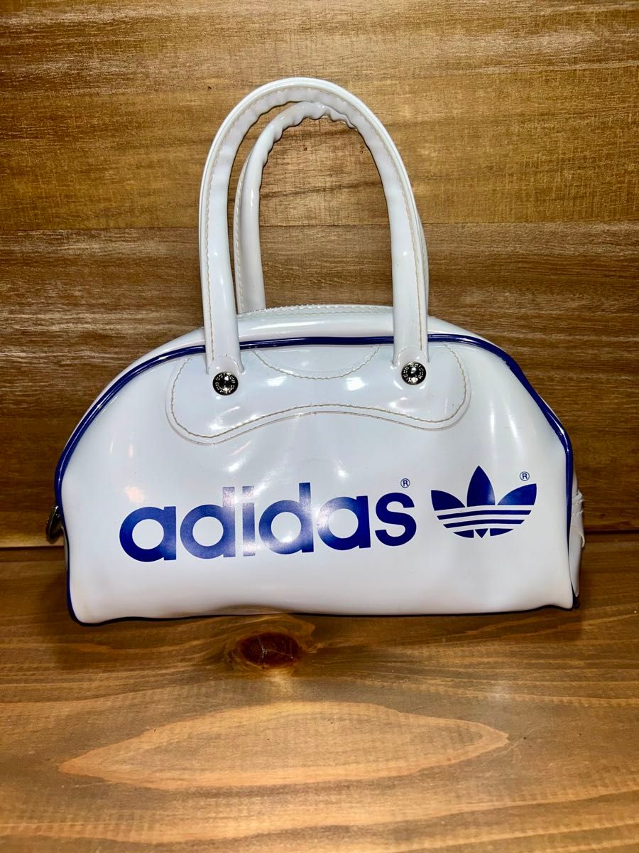 80's adidas アディダス ミニボストンバッグ エナメル ホワイト
