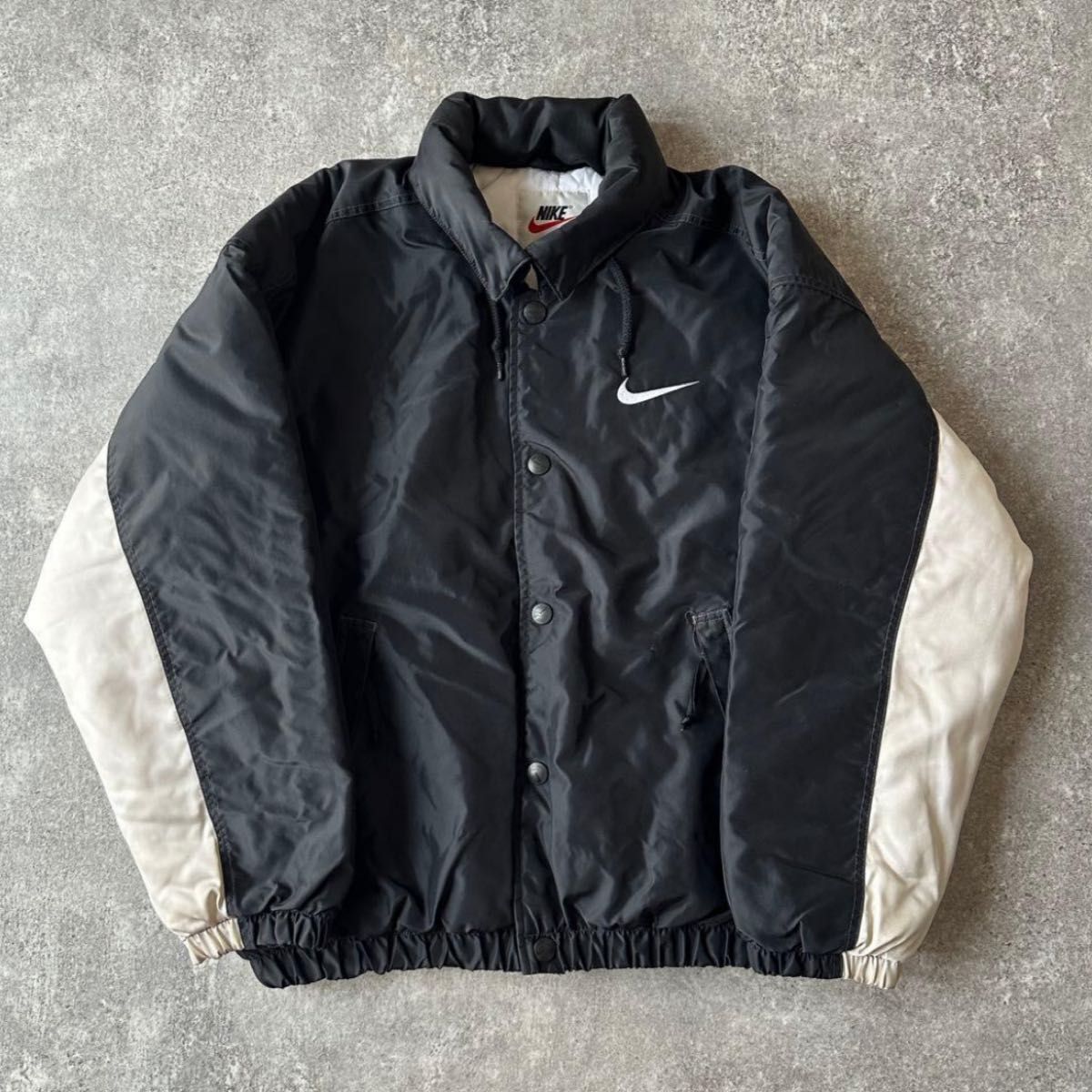 90's】NIKE ナイキ ナイロン中綿ジャケット ビッグロゴ ブラック M