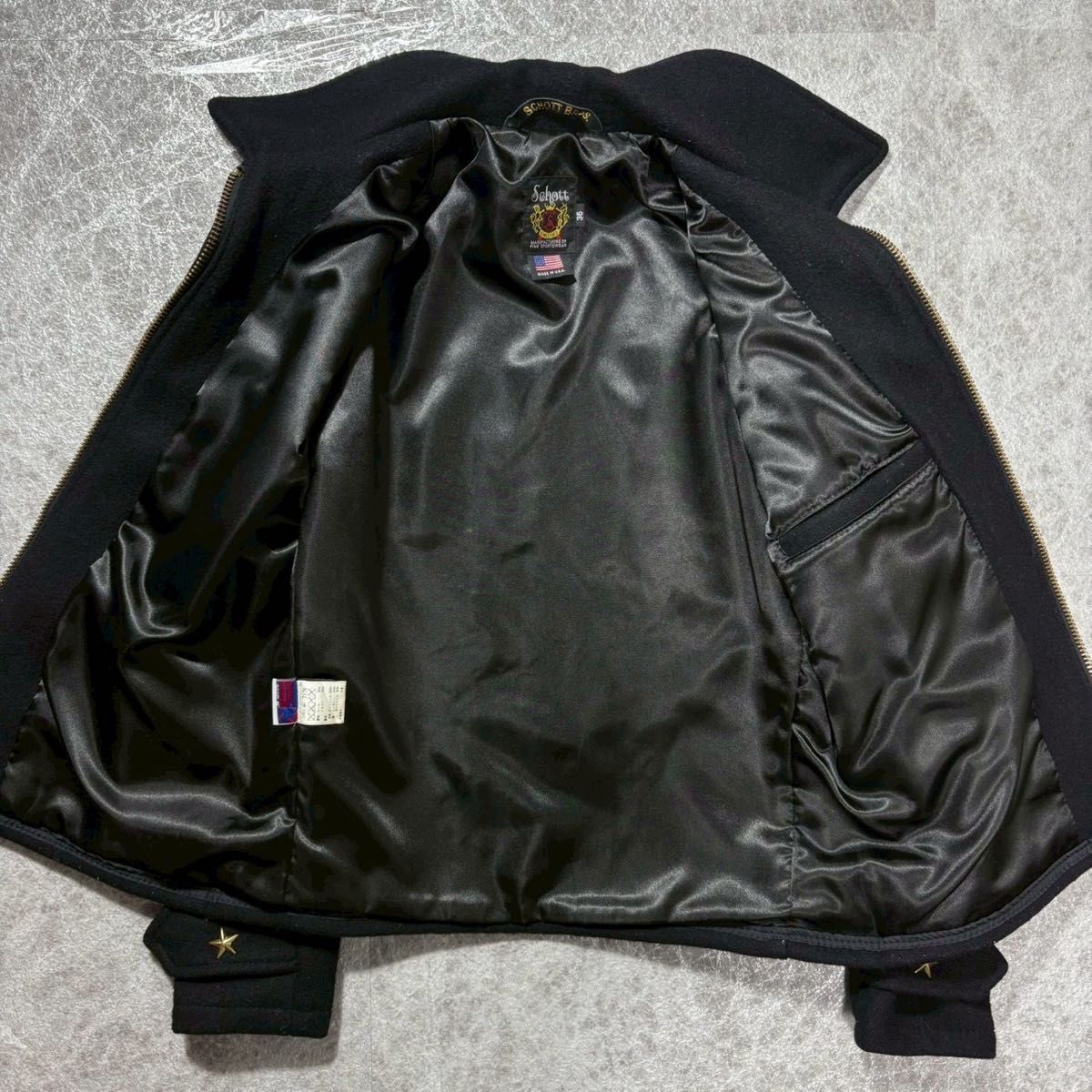 Schott CPOジャケット 7176 ウール ブラック 36 ショット 襟付き