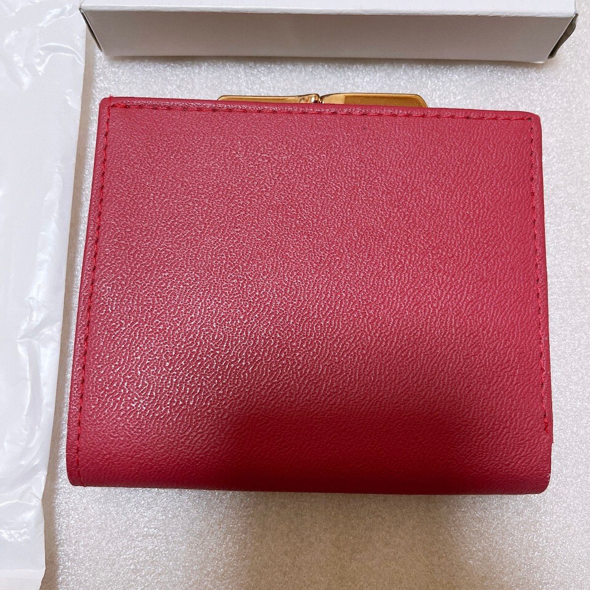 皇居本革財布 ローズピンク 2つ折りがま口タイプ 大安吉日購入 財布 菊