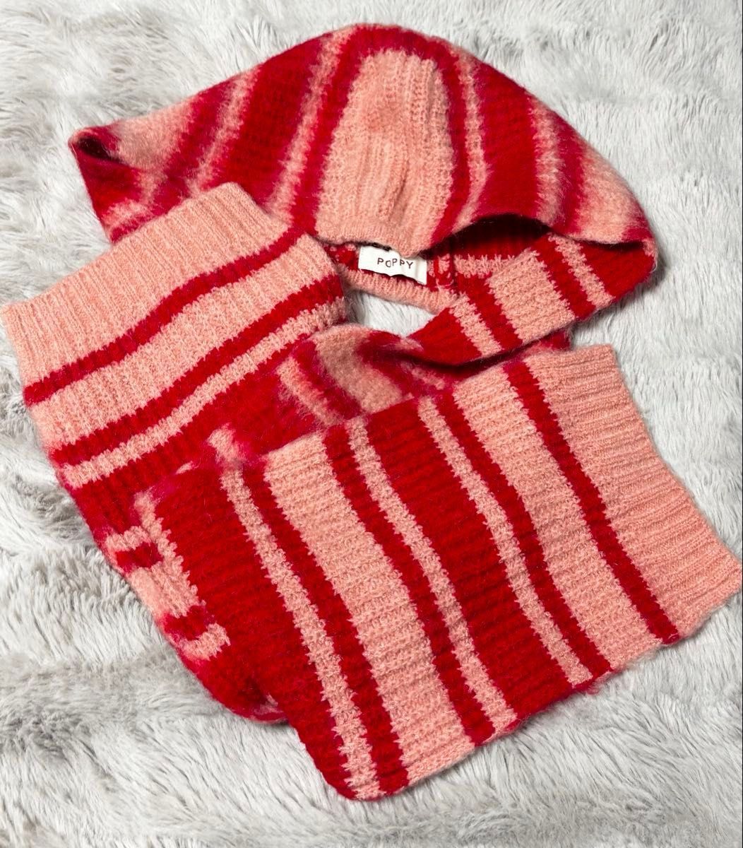 POPPY ポピー BORDER KNIT HOOD WARMER あさぎーにょ｜Yahoo!フリマ