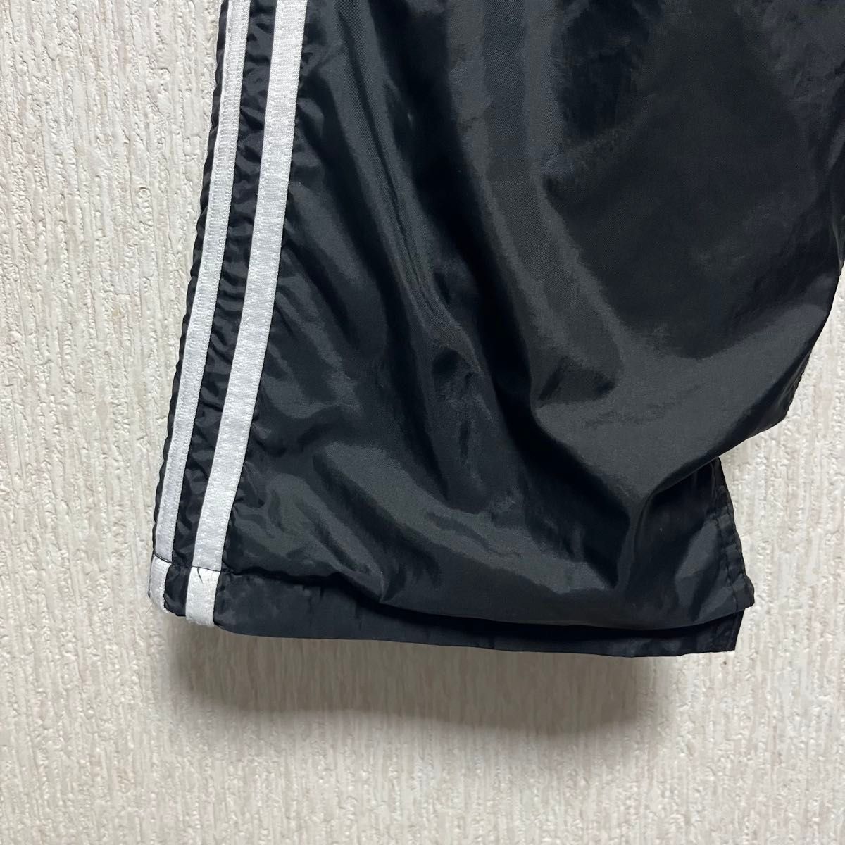 90s adidas 極太 バギー ナイロントラックパンツ ブラック 黒 サイド
