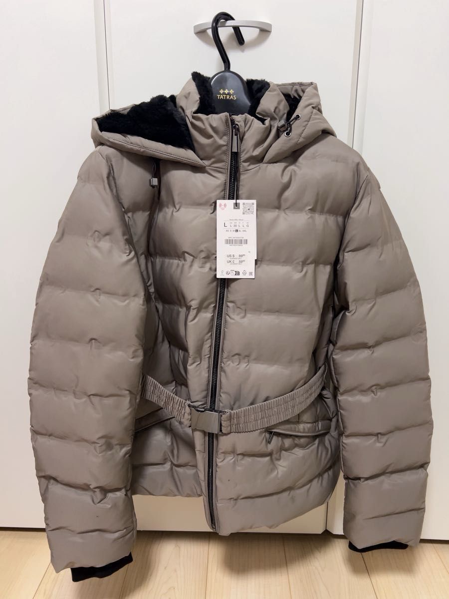 新品 未使用 ZARA フード付き ベルト付きダウンコート ダウン