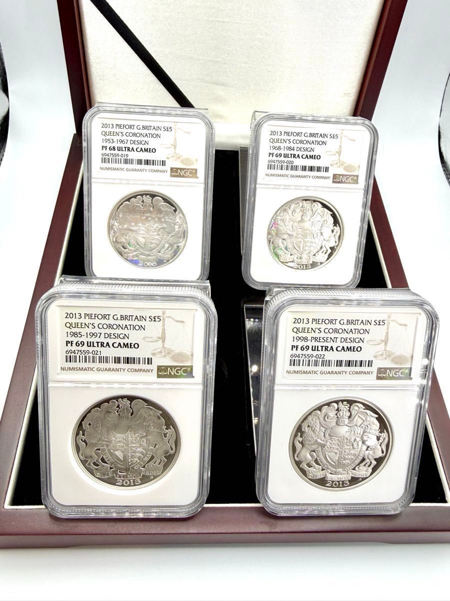 2013年 エリザベス2世 載冠式 ピエフォー 5ポンド 銀貨 4枚セット NGC