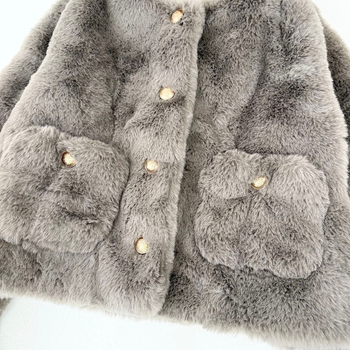 美品】Mila Owen ミラオーウェン 金ボタン クロップドファージャケット
