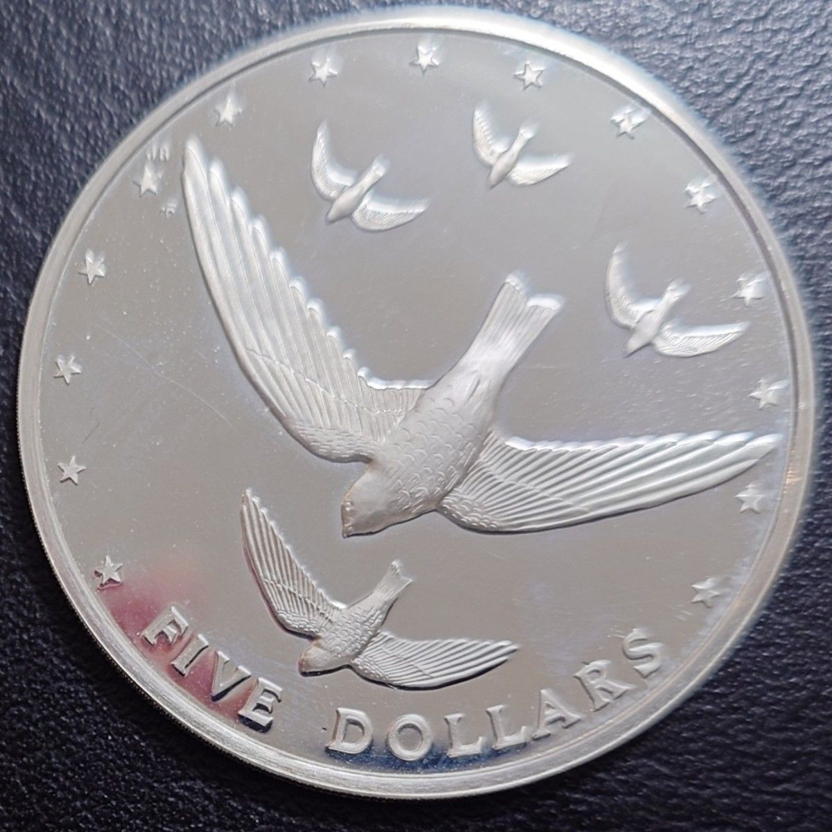1977年 クック諸島銀貨 5ドル アチウ・アマツバメ銀貨 直径42mm 大型