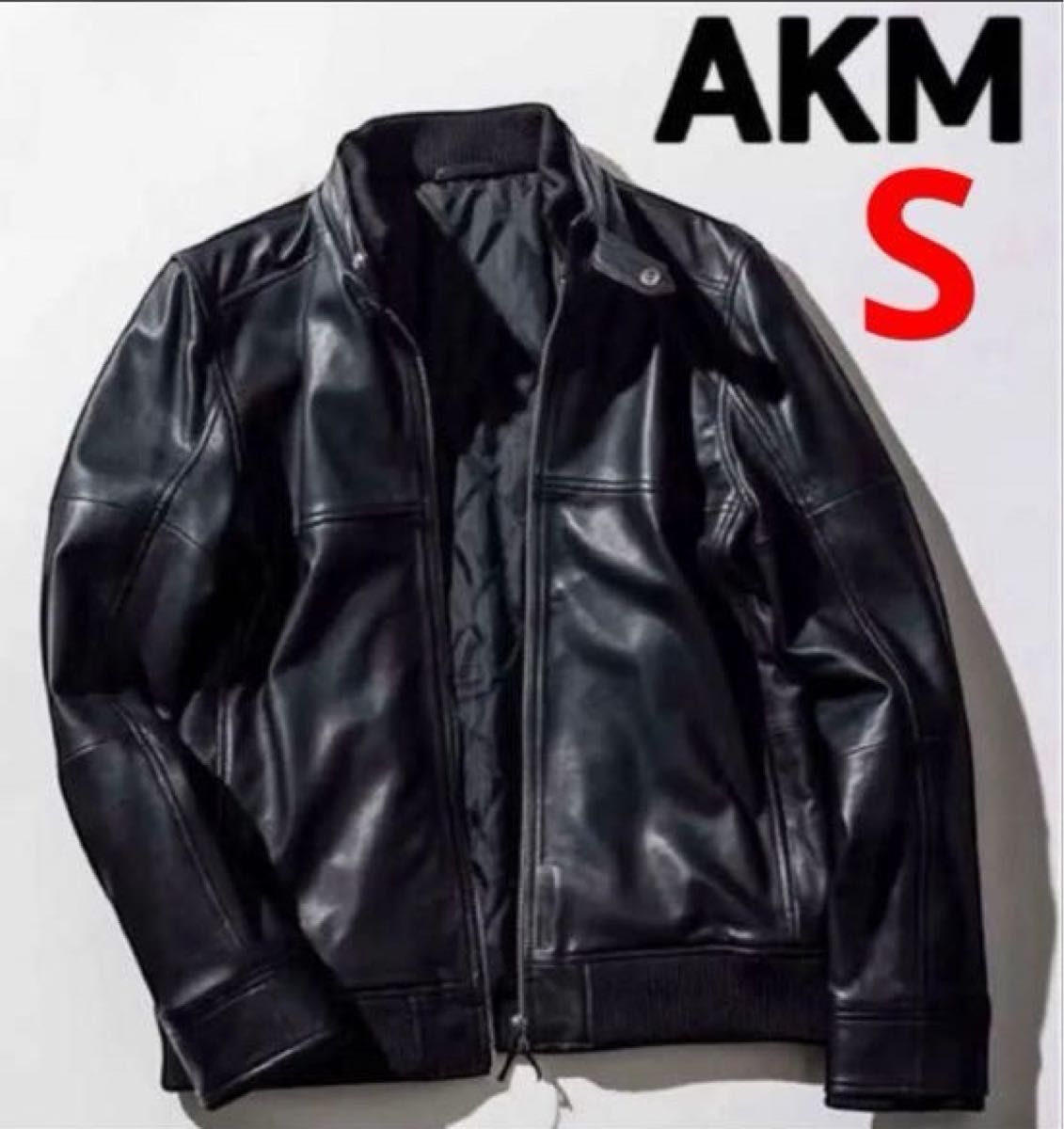 高級シープスキン 】AKM レザージャケット 羊革 本革 S ジャケット