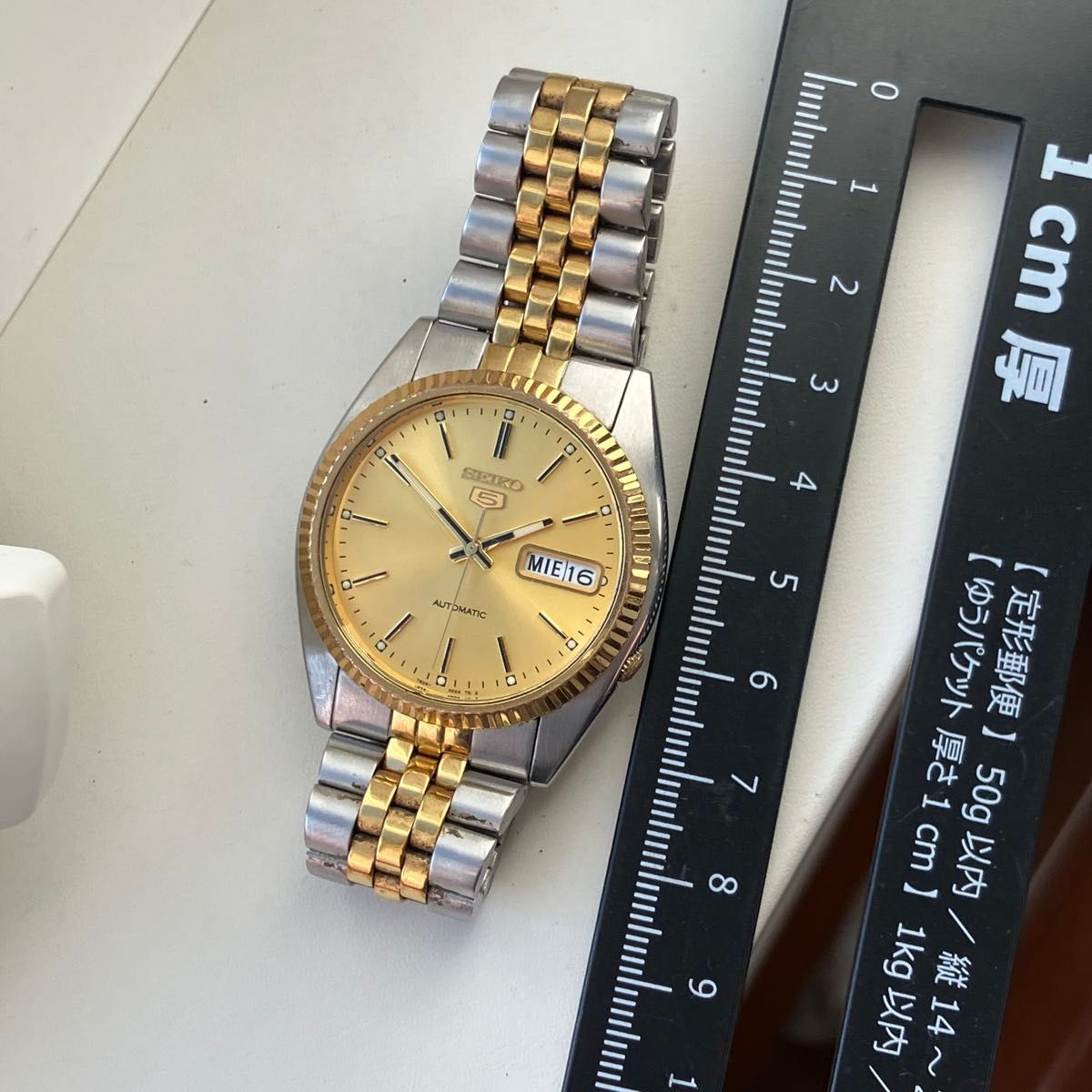 SEIKO 5 AUTOMATIC セイコーファイブ 自動巻き ゴールド文字盤