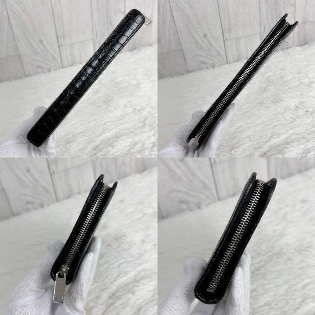 美品 Saint Laurent サンローラン クロコ型押し レザー ジップ