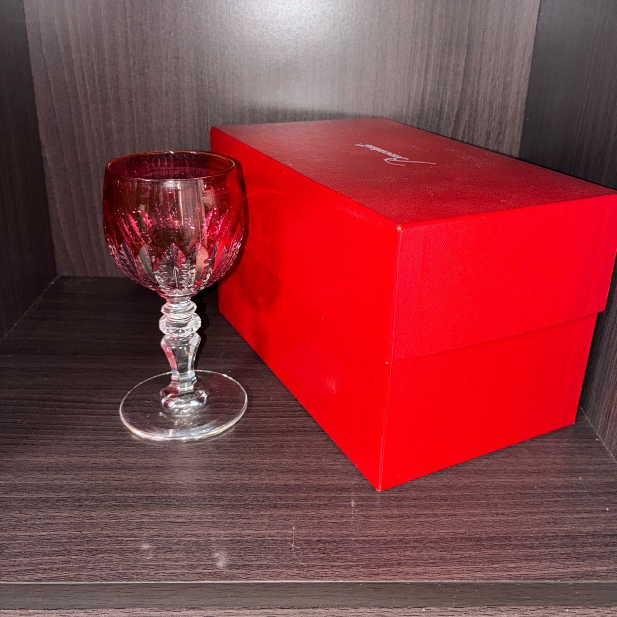 バカラ 金赤装飾 ワインレッドカラー ワイングラス Baccarat 食器