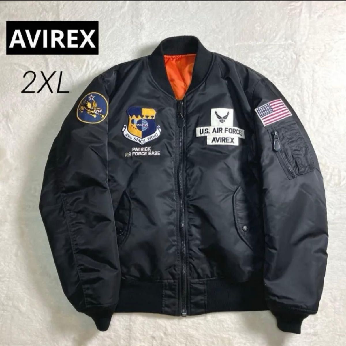2XLサイズ】AVIREX MA-1 フライトジャケット スペースコマンド 黒