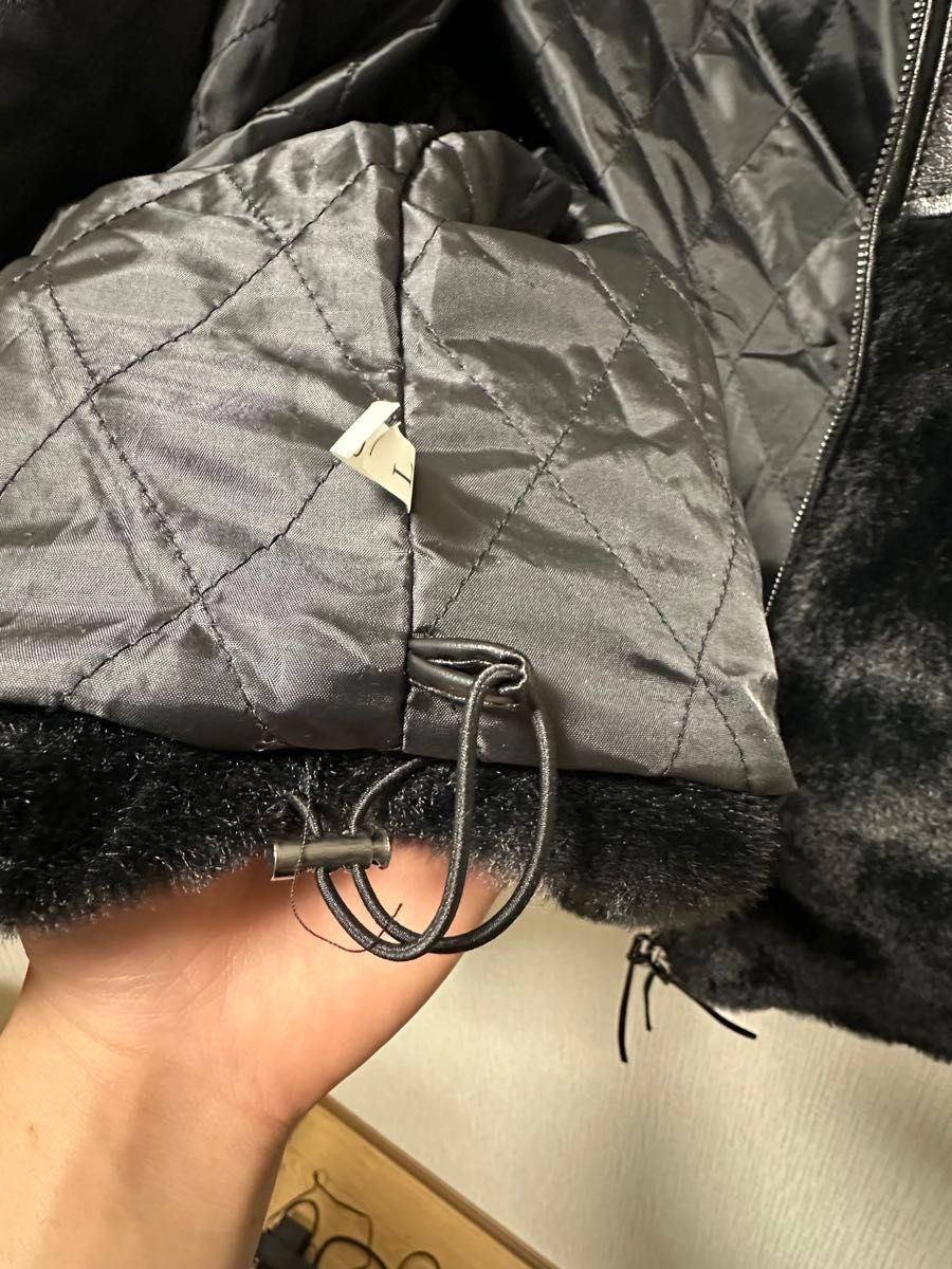 COSYHARU フェイクファー ニット切り替え ジップアップジャケット