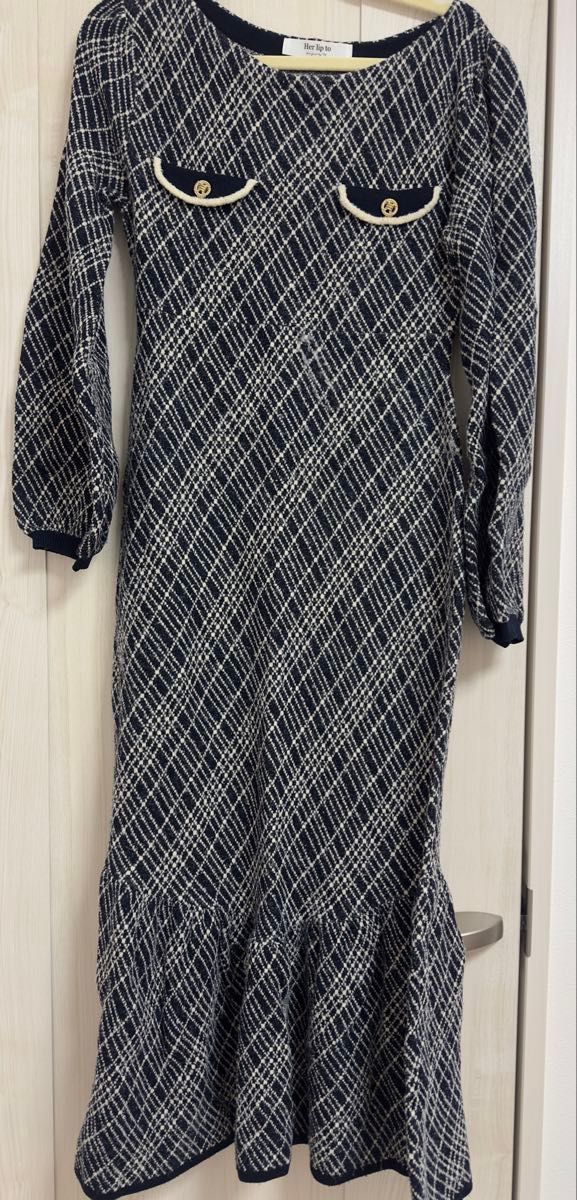 Vosges Jacquard Knit Dress midnight Herlipto Sサイズ ニット