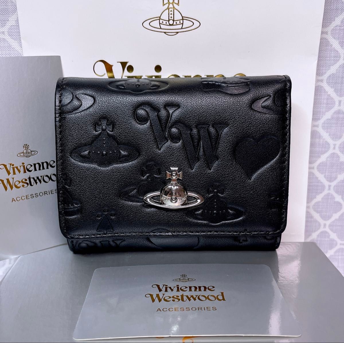 内側に素敵な柄】Vivienne Westwood 長財布 マット ブラック｜Yahoo