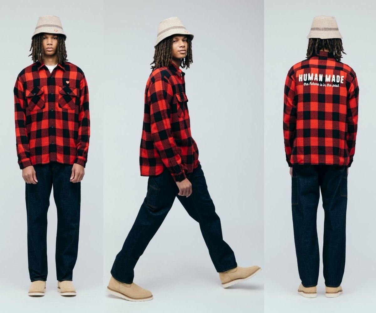 HUMAN MADE CHECK SHIRT 黒赤 Mサイズ ヒューマンメイド チェック
