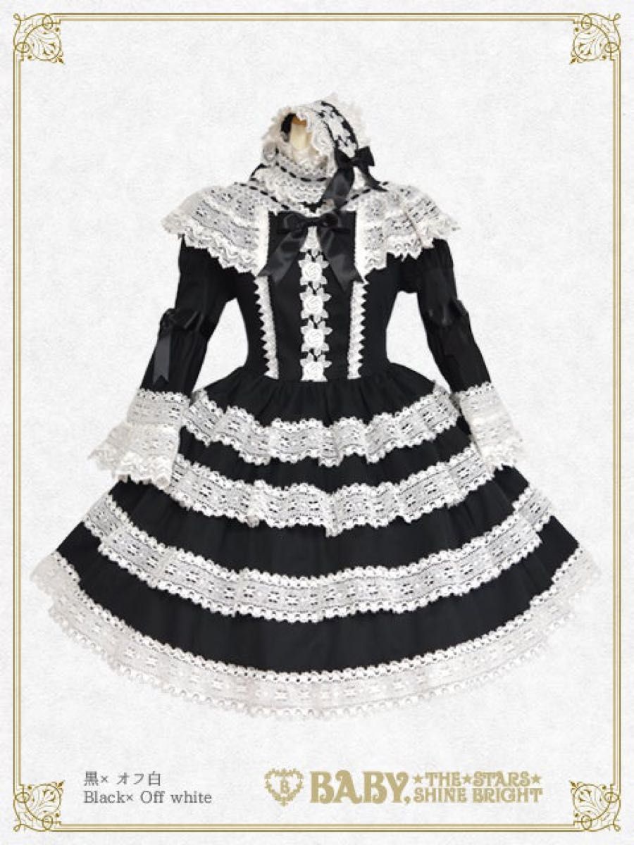 エリザベスワンピース＆ヘッドドレスセット 黒白 BABY｜Yahoo!フリマ