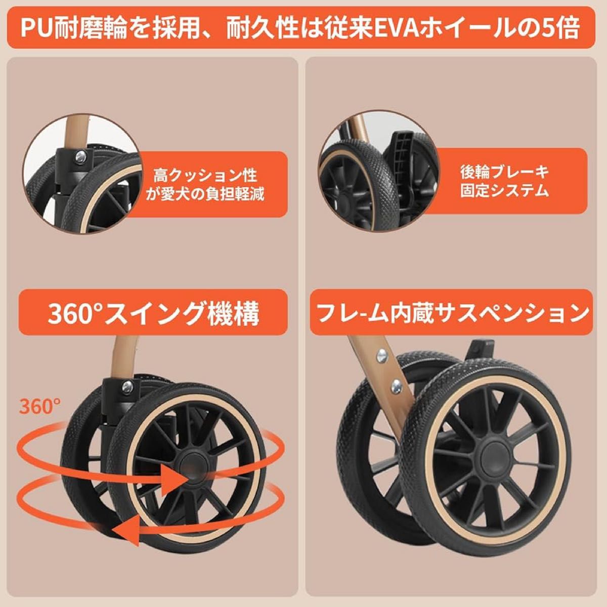 TRAIL TAIL ペットカート コンパクト 分離型 折り畳み式 前輪360° 後輪