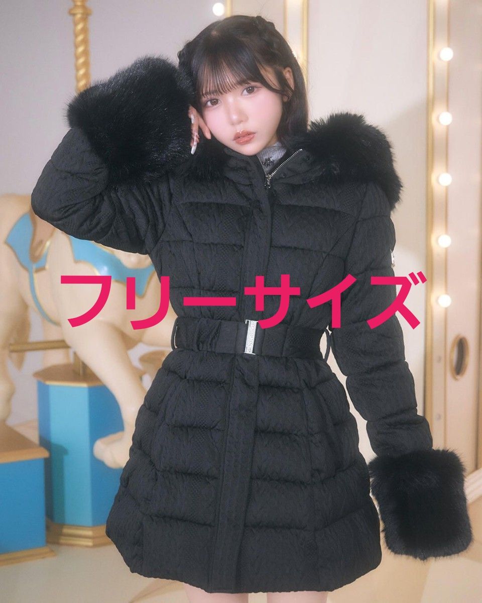 ミシェルマカロン ケーブル柄ベルトダウンコート フリーサイズ
