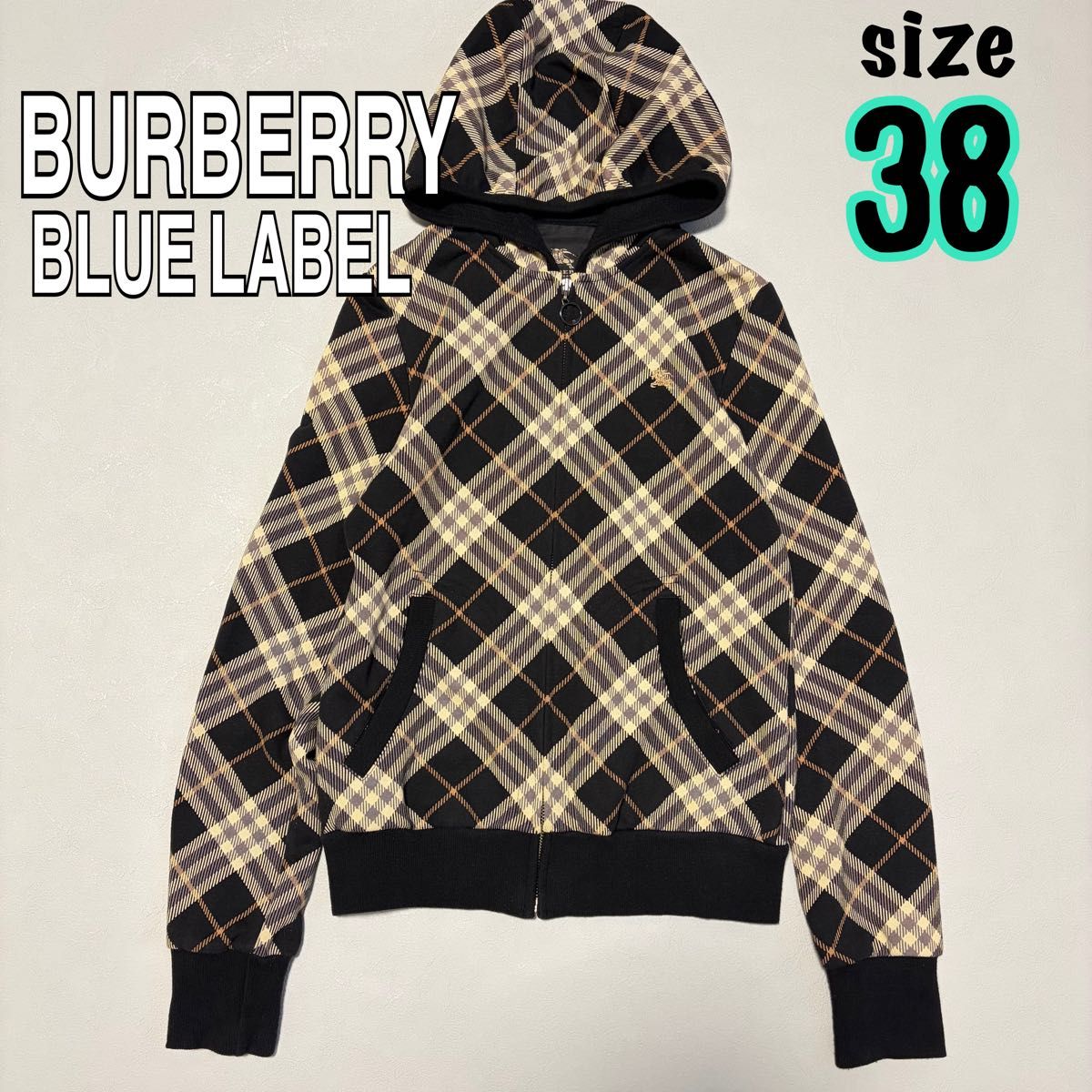 美品✨BURBERRY BLUE LABEL フード付きポンチョ ホースロゴ バーバリー