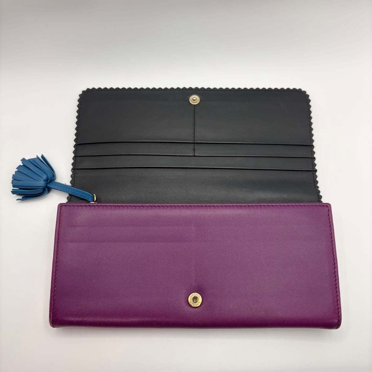 LOEWE ロエベ 長財布 アナグラム 紫 パープル フリンジ タッセル