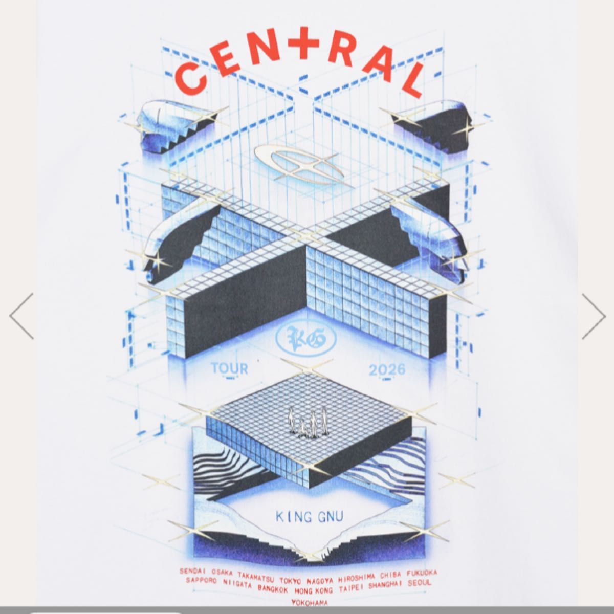 King Gnu キングヌー CEN+RAL セントラル ツアーTシャツ ホワイト L