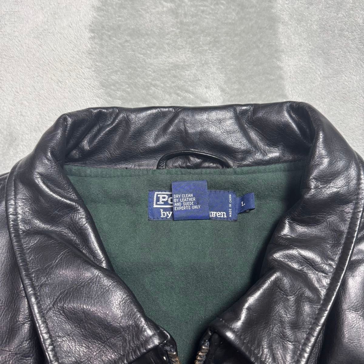 90s Polo Ralph Lauren ポロラルフローレン レザージャケット ブラック