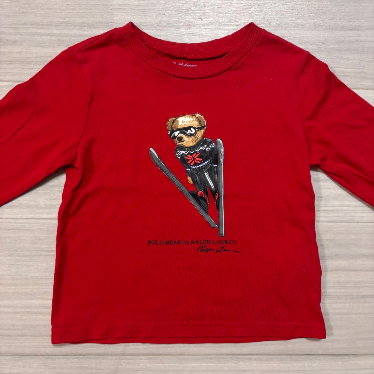 POLO RALPH LAUREN ポロベア スキー 長袖Tシャツ レッド キッズ ベビー