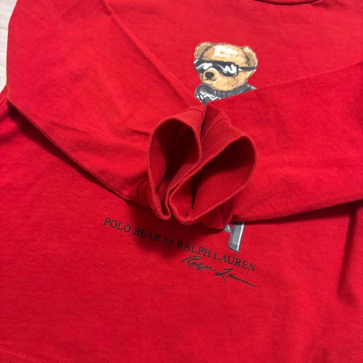 POLO RALPH LAUREN ポロベア スキー 長袖Tシャツ レッド キッズ ベビー