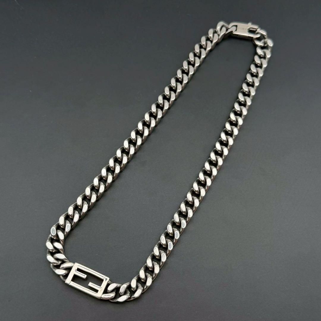 極美品 FENDI フェンディ ネックレス バゲット チョーカー 喜平 メタル