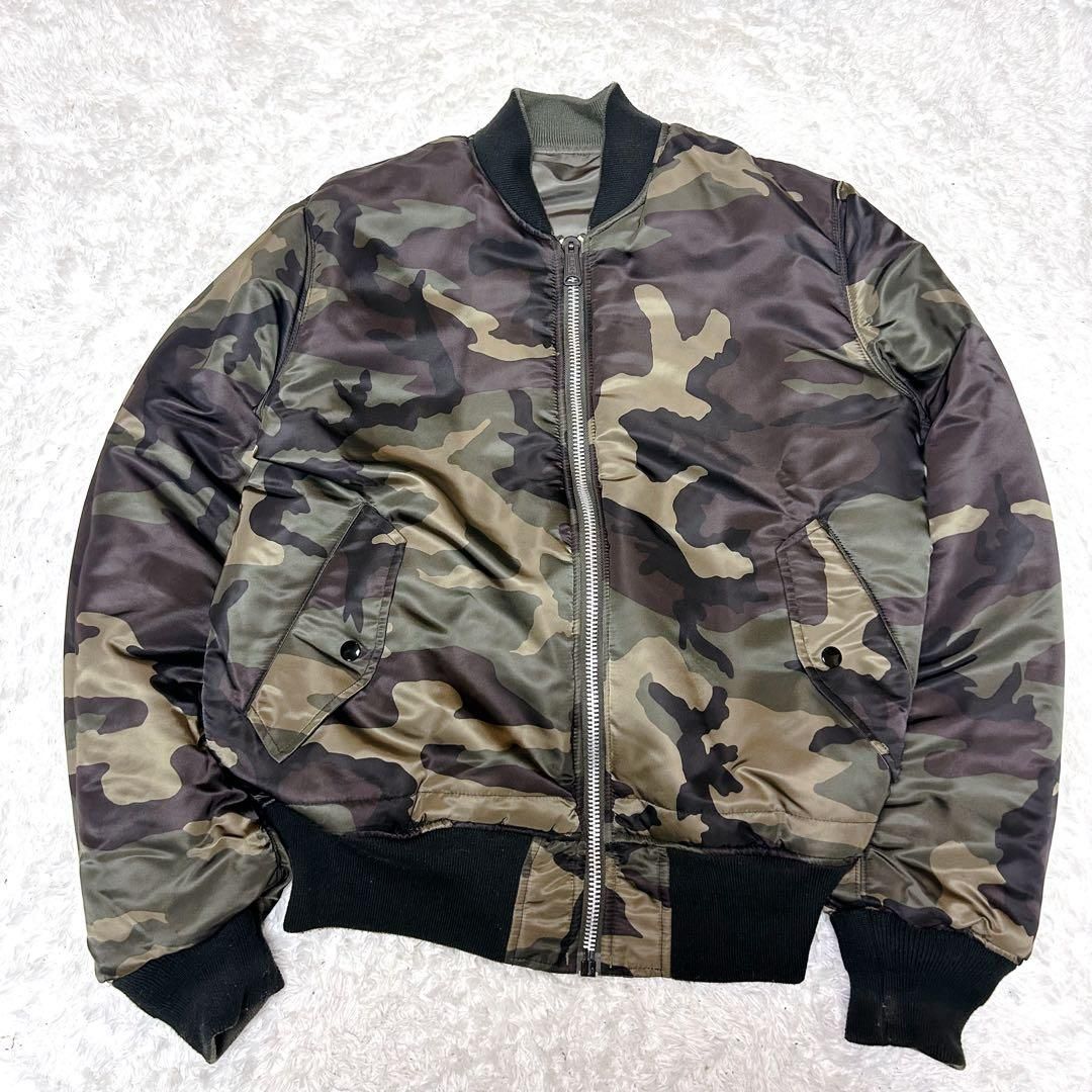 90s ALPHA INDUSTRIES MA-1 リバーシブル 迷彩 XL アルファ フライト