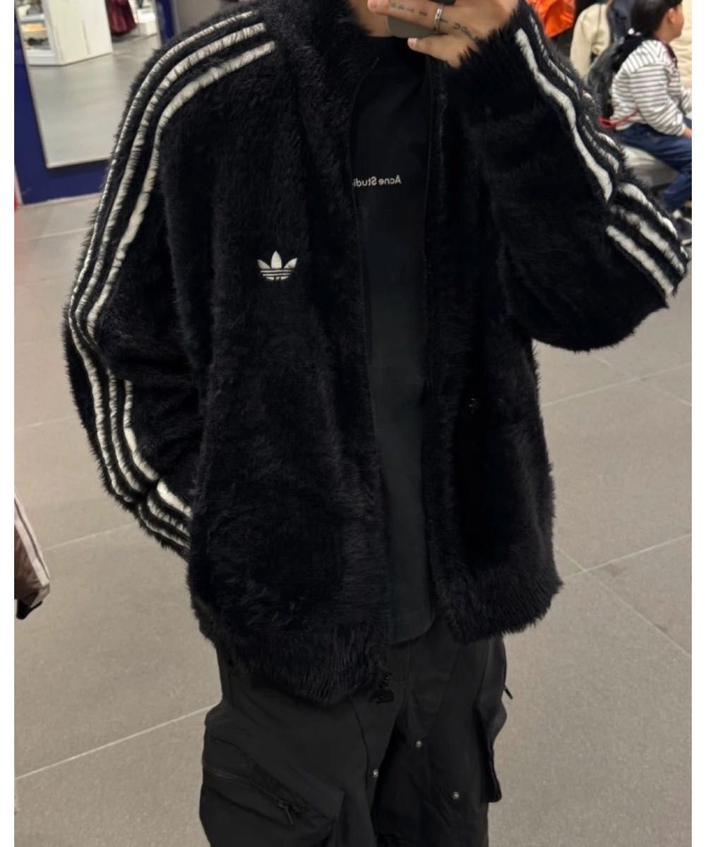 新品2XL アディダス フェイクモヘヤ クラシック トラックトップ