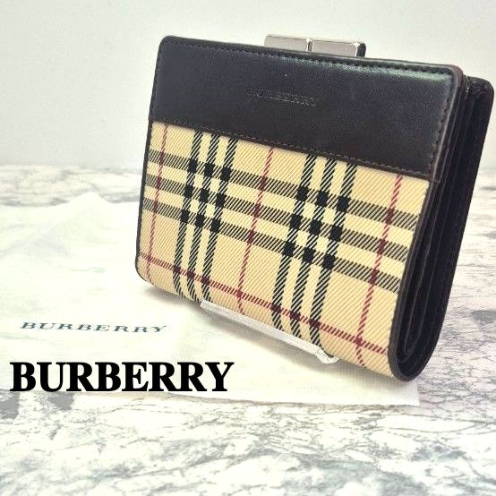 極美品】BURBERRY バーバリー ノバチェック がま口 二つ折り財布