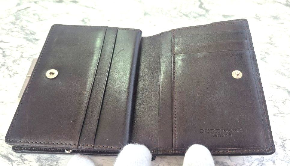 極美品】BURBERRY バーバリー ノバチェック がま口 二つ折り財布