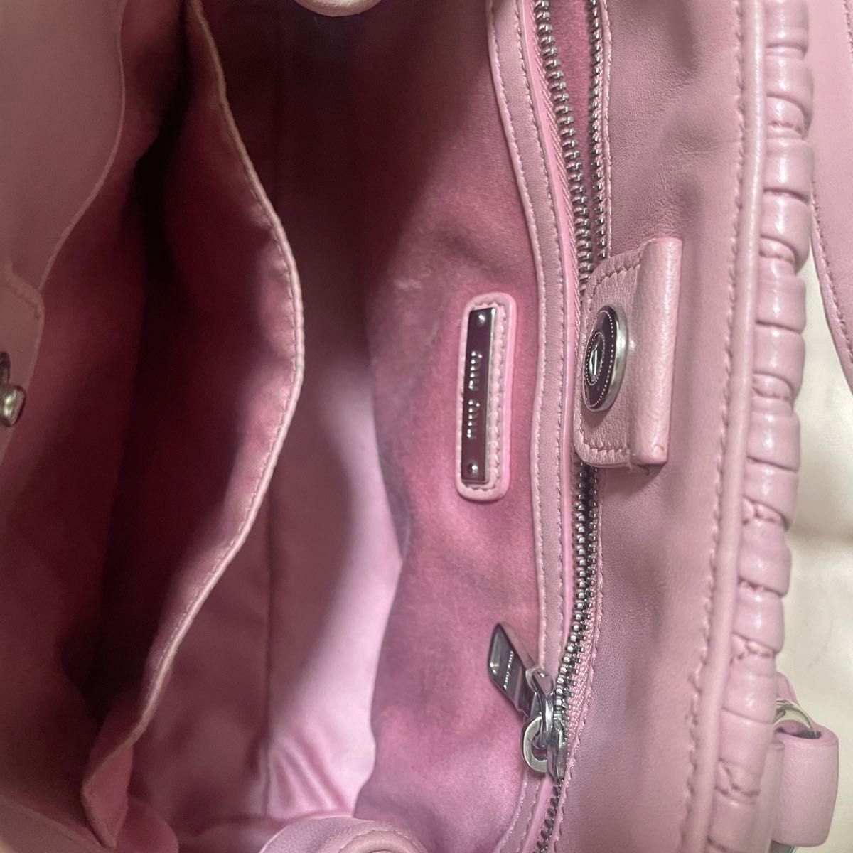 MIUMIU マテラッセ ナッパクリスタル ピンク 2way ナッパレザー
