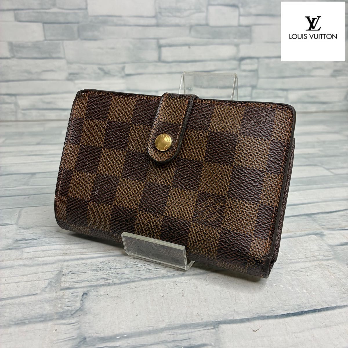 極美品 55 VUITTON ルイヴィトン ダミエ がま口財布 二つ折りus4